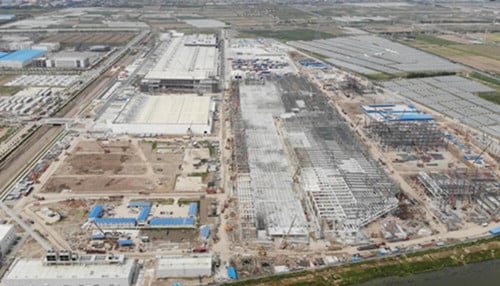Steel structure of Model Y facility at Tesla's Shanghai Gigafactory nearly complete