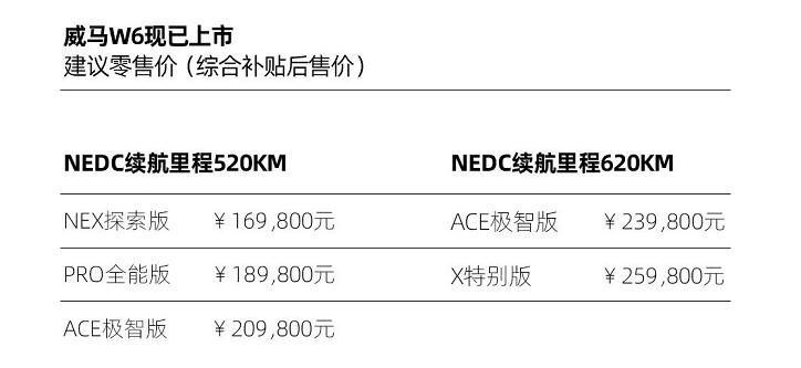 WM Motor's L4 driverless-capable WM W6 goes on sale, priced from around ,000
