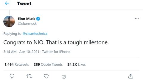 Elon Musk congratulates Nio on reaching 'tough milestone' of 100,000th vehicle