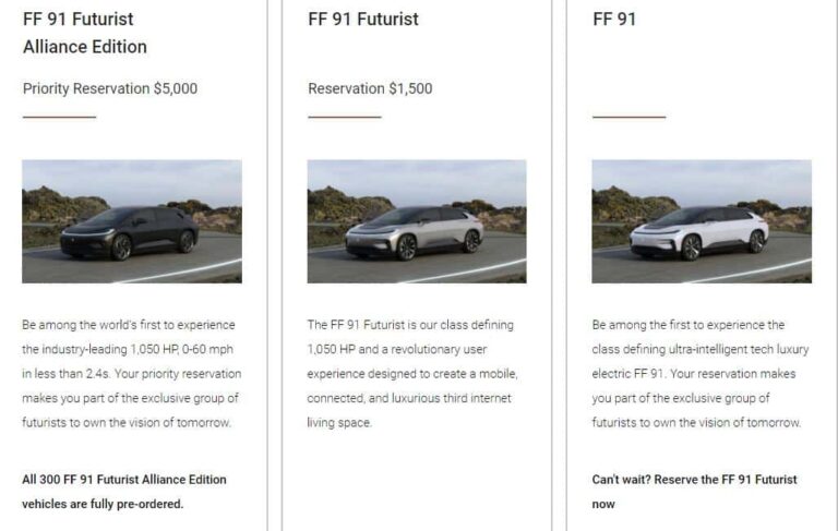Faraday Future says one version of FF 91 has sold out of all available capacity