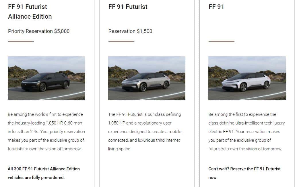 Faraday Future says one version of FF 91 has sold out of all available capacity