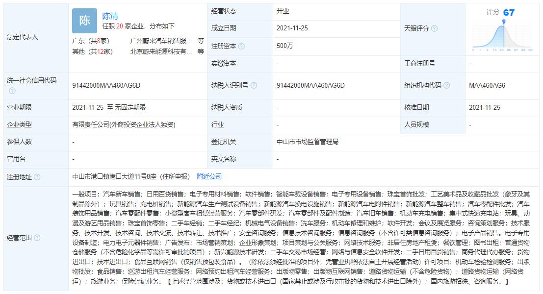 Nio establishes new sales company in Guangdong