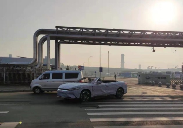 Spy shots suggest BYD may be building convertible version of Han EV