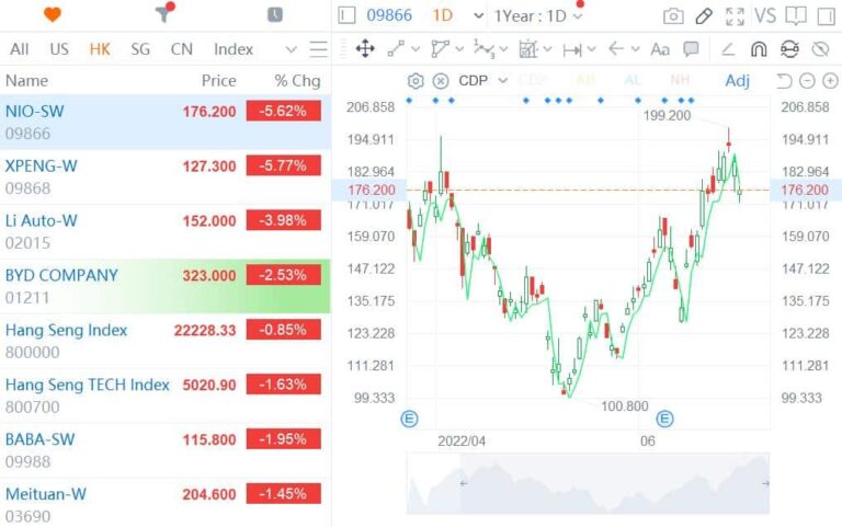 EV stocks fall in Hong Kong as overall market declines