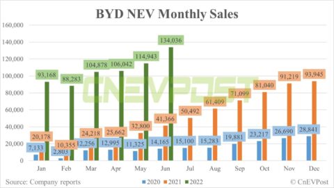 BYD posts record 134,036 NEV sales in June, exceeding 100,000 units for fourth consecutive month