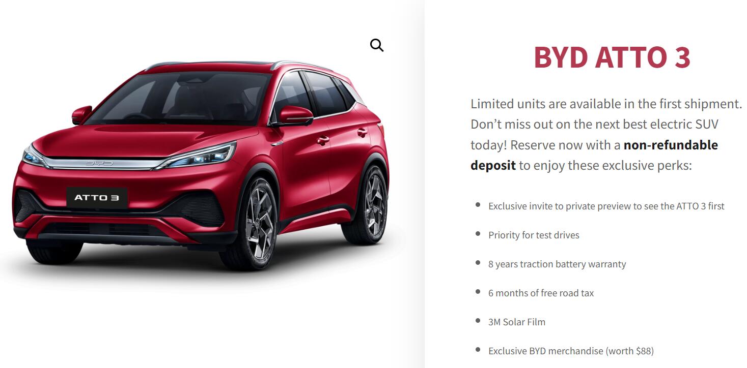 BYD Yuan Plus launched in Singapore under Atto 3 name