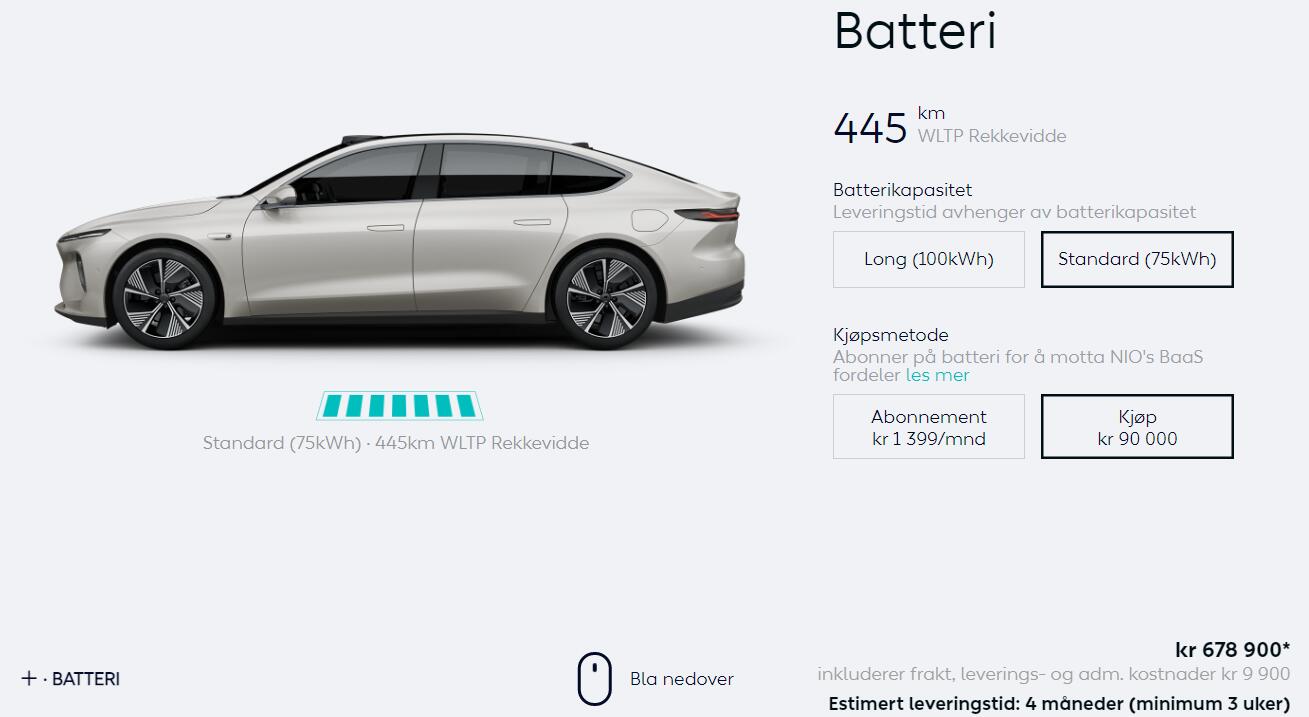 Nio ET7 configurator goes live in Norway, priced lower than in China
