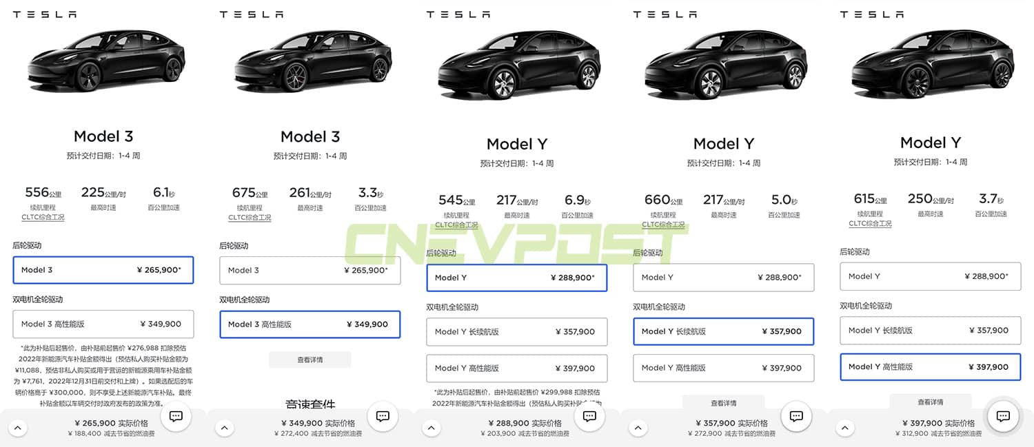 Wait times for all available Tesla models in China become 1-4 weeks