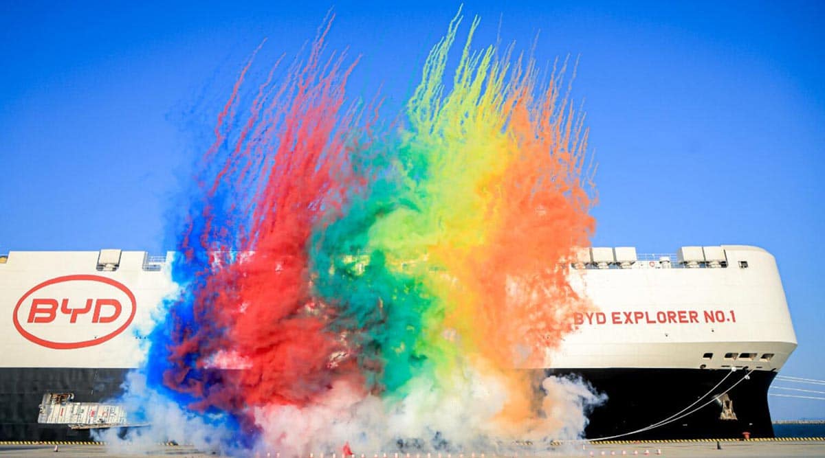 BYD's 1st car carrier sets sail fully loaded, 7 more to join fleet in next 2 years