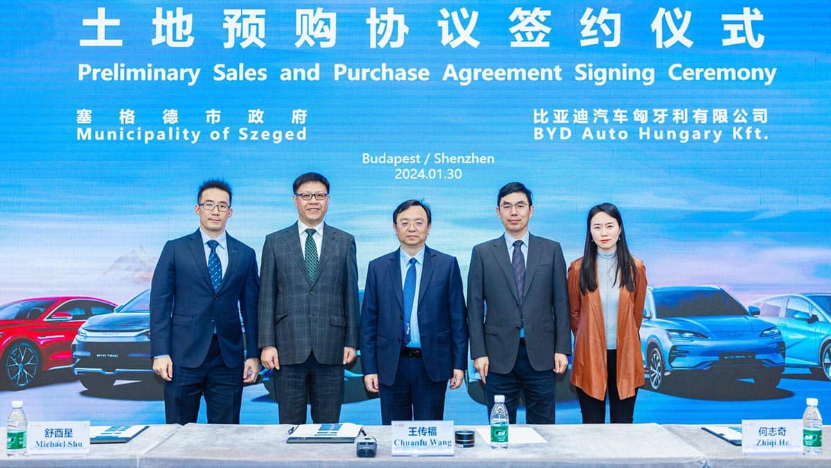 BYD signs preliminary land purchase deal for its NEV plant in Hungary