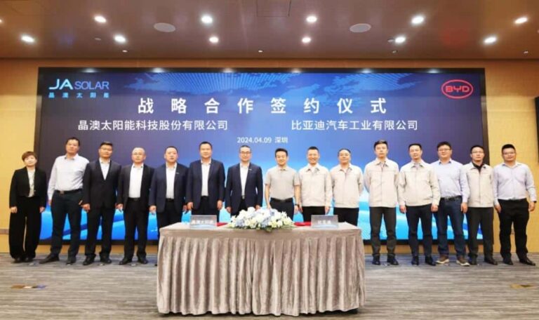 BYD, JA Solar form strategic partnership to jointly develop energy storage products