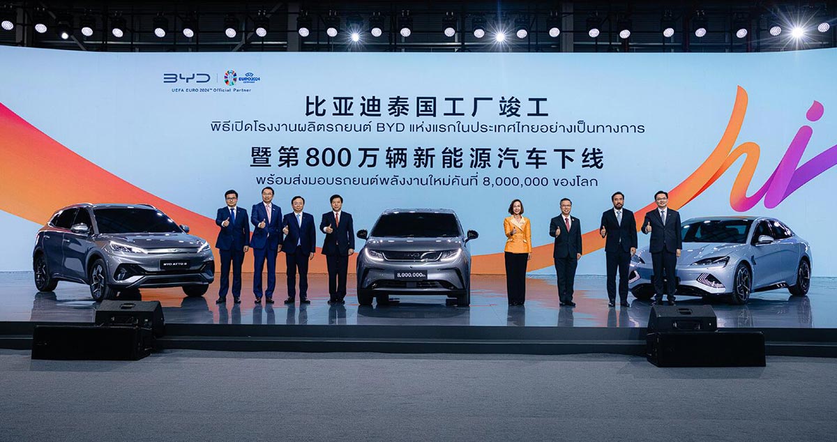 BYD Thailand plant opens as its 8 millionth NEV rolls off line