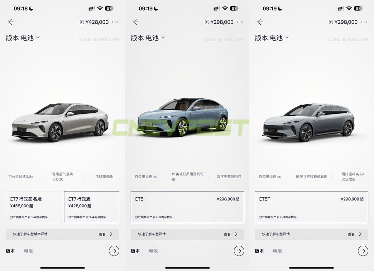 Nio ET7, EC7, ES8 see slightly longer wait times