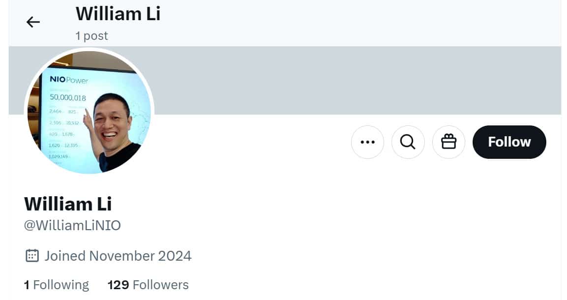 William Li opens X account as Nio prepares to reach more overseas markets