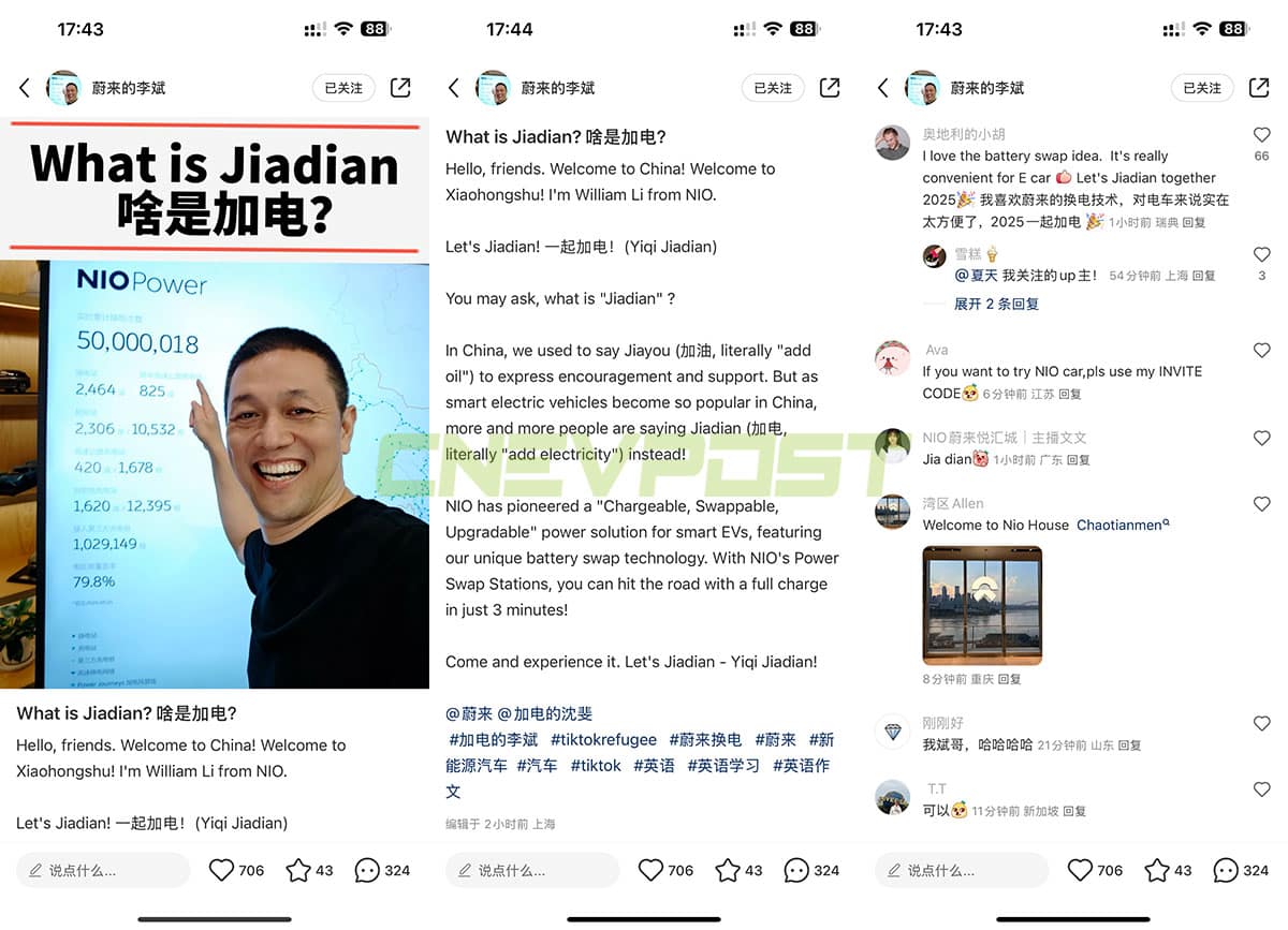 Nio's William Li welcomes 'TikTok refugees' on Chinese app RedNote