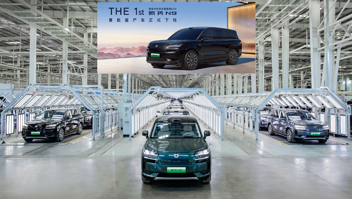 BYD Denza sees 1st production cars of N9 SUV roll off line
