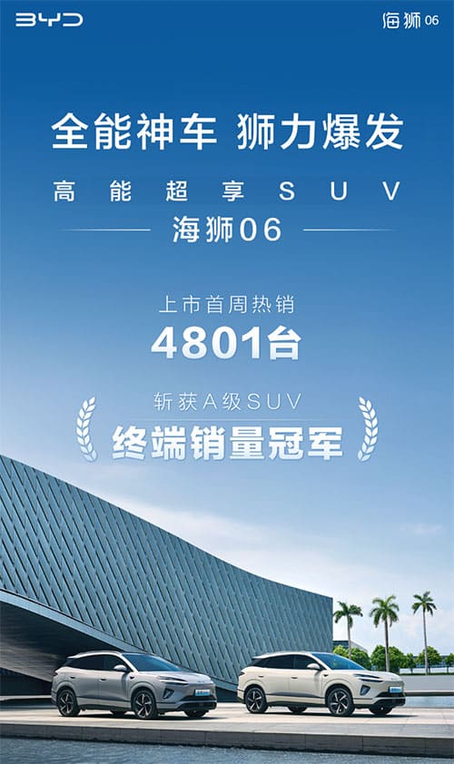 BYD Sealion 06 sells 4,801 units in its first week of sales