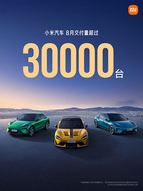 Xiaomi EV says its deliveries exceeded 30,000 units again in Aug