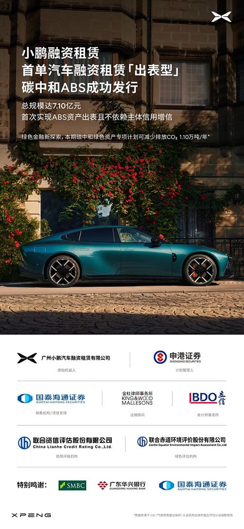 Xpeng raises 0 million through ABS issuance